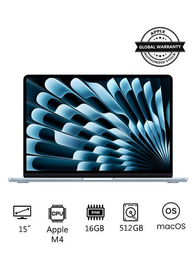Apple New 2025 MacBook Air MC7C4 15-Inch Display, Apple M4 Chip 10-Core CPU 10-Core GPU Processor/16GB RAM/512GB SSD/macOS(International Version) English Sky Blue