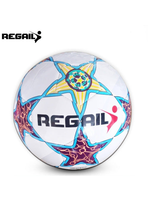 REGAIL Football Official Match Size 5 PU Leather Star Shape - High Quality Soccer Practice Training Ball - Professional Bola Sepak Sport Competition