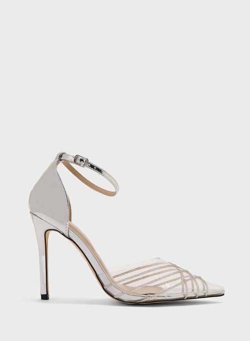 Truffle Diamante Embellished With Ankle Strap Pump