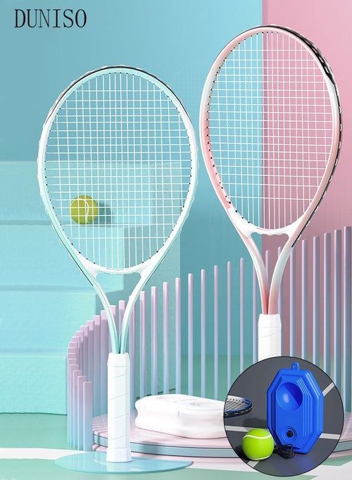 DUNISO Tennis Rackets Set for Student Training Tennis and Beginners of 2 Tennis Racquets Lightweight Including Tennis Bag and Water Injection Base