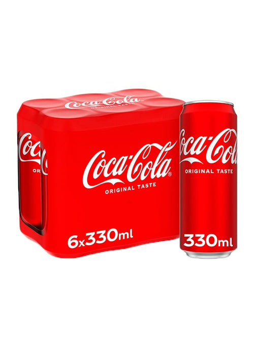 Coca-Cola Regular Soft Drink Cans Pack of 6 330ml