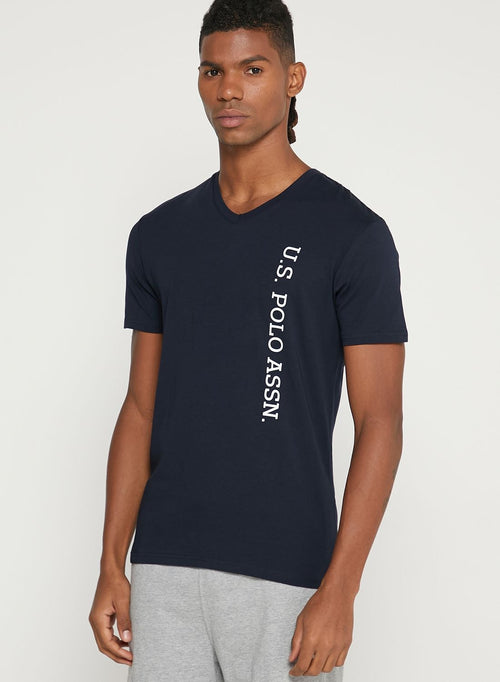 U.S. Polo Assn. Logo V Neck T-Shirt Navy
