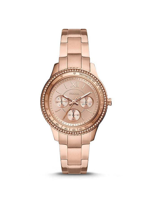FOSSIL Women's Stella Sport Multifunction Round Shape Stainless Steel Analog Wrist Watch ES5106 - 37 mm - Rose Gold
