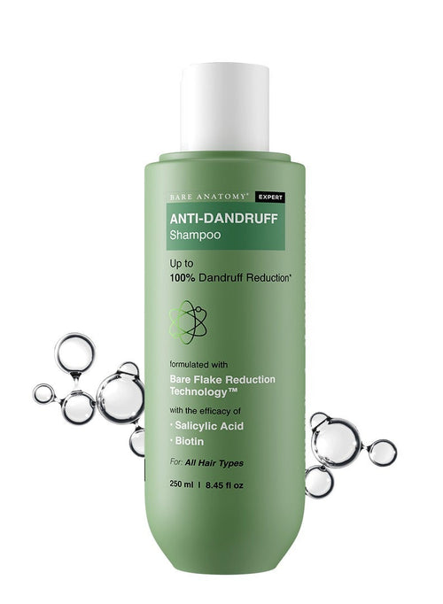 BARE ANATOMY Bare Anatomy Anti Dandruff Shampoo | Reduces Up to 100% Dandruff and Strengthens Hair | Derma Approved Shampoo with Salicylic Acid & Biotin | Shampoo For All Hair types | For Women And Men | 250ml