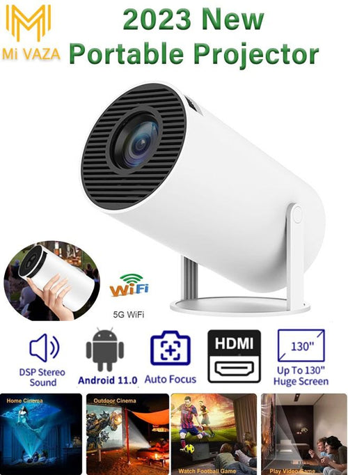 Mi VAZA Portable Projector Pocket 5G WIFI Android11.0 Support 130 Inches Home Theater Full HD 1080P for Indoor Outdoor Home Birthday Gift Compatible with TV Stick/HDMI/USB/PS5/iOS/PS4