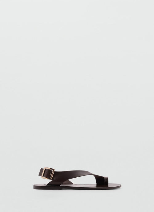 MANGO Casual Leather Cross Strap Sandals