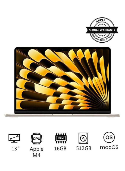 Apple New 2025 MacBook Air MW103 13-Inch Display, Apple M4 Chip 10-Core CPU 10-Core GPU Processor/16GB RAM/512GB SSD/macOS(International Version) English Starlight