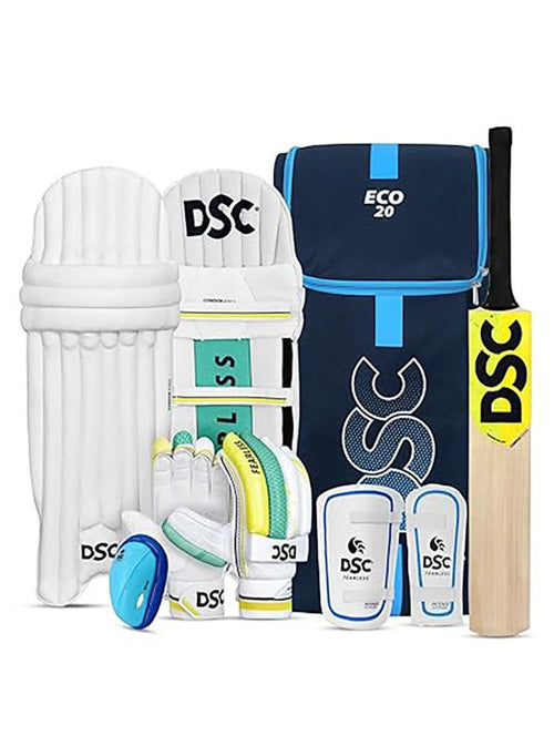 DSC Economy Kashmir Willow Cricket Kit | For Left Hand | Complete Cricket Kit | Professional Cricket Gear | All-In-One Cricket Set