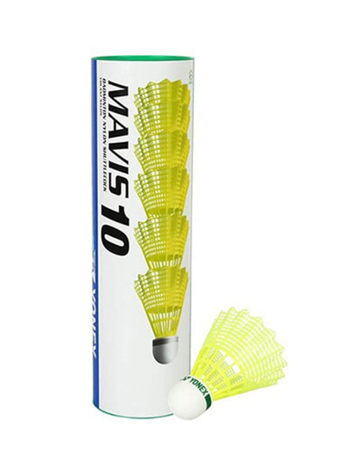 Yonex Mavis 10 Green Cap Slow Badminton Shuttlecock 6 Pack, Yellow