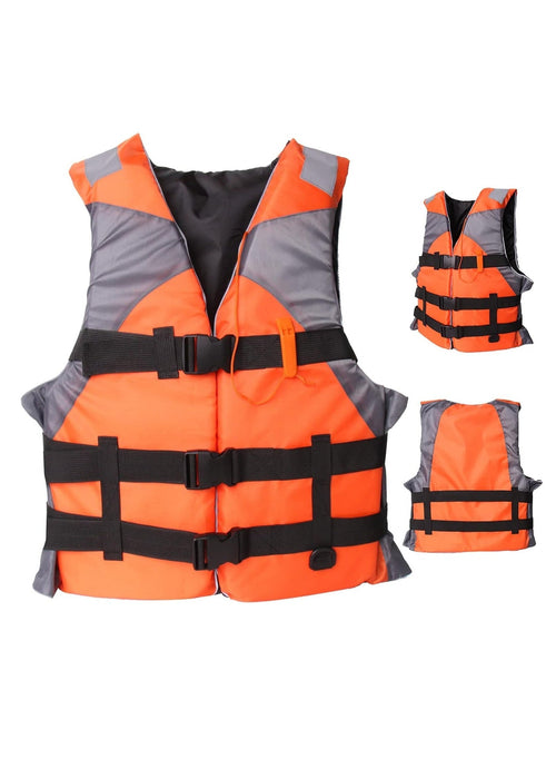 Generic Adult Safety Life Jacket Survival Vest with Adjustable Straps and Whistle for Outdoor Water Sports Kayaking Boating Fishing Safety Jacket Vest