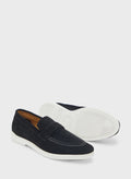 Robert Wood Genuine Suede Leather Saddle Detail Casual Slip On Loafers
