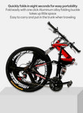 ETG 26 Inch Folding Mountain Bike, 24 Speed Full Suspension Bicycle with High-Carbon Steel, Dual Disc Brake Non-Slip Quick Release tire Folding MTB for Adults/Men/Women