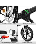 Wind Horse Folding Electric Bike with 350W High Speed Motor, 36V 8AH Battery, 40 KM/H Speed, 35 KM Range, Dual Disk Brakes, Carbon Alloy Frame and 16 Inches Tires, Portable Electric Bike with Dual Seat
