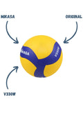 Mikasa Official Size 5 Volleyball |FIVB Approved | Nylon Wound Core| 18-Panel Aerodynamic Design | Durable Composite Cover | Indoor Outdoor Professional Training Ball | Blue & Yellow