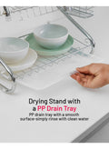 Delcasa 2 layer Iron Dish Rack- DC3029/ Organizer for Kitchen to Keep 13 Plates, Bowls, Glasses, Cups, Cutlery/ Drying Stand with a PP Drain Tray