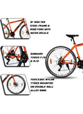 Vaux Swifter-Pro Hybrid Cycle For Men With Dual Disc Brake - 21 Speed Gear Cycle With Hi-Ten Steel Frame - Alloy Rims & 700Cx35 Thin Tyre Cycle - Bicycle For Adults With Age Group 15+ Years - Orange
