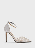 Truffle Diamante Embellished With Ankle Strap Pump
