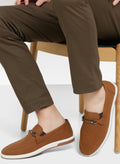 Robert Wood Trim Detail Casual Nubuck Slip On Loafers