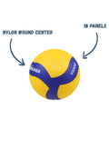 Mikasa Official Size 5 Volleyball |FIVB Approved | Nylon Wound Core| 18-Panel Aerodynamic Design | Durable Composite Cover | Indoor Outdoor Professional Training Ball | Blue & Yellow