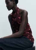 MANGO Floral Draped Top