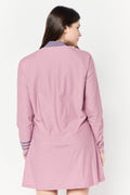 Adidas Women Brand Logo Half Zip Padded Swim Top, Mauve