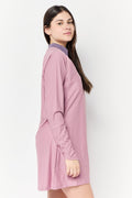 Adidas Women Brand Logo Half Zip Padded Swim Top, Mauve