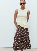MANGO Flared Linen Skirt With Polka Dots