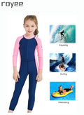 Royee Summer New Children's long sleeved one-piece swimsuit, Outdoor Quick Drying Sun Protection Swimsuit, Small and Medium-sized Children's Jellyfish Suit, Suitable for Boys and Girls Aged 3-12