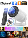 Digisand X3 Mini Portable Projector 5G Wifi 6 BT 5.2 Android 11 Projector 4K 1080P Full HD Support 13000 Lumens Horizontal Keystone Correction Auto Led Projector 180°Rotating Projector