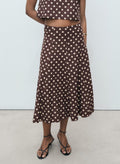 MANGO Flared Linen Skirt With Polka Dots