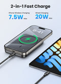 Ugreen 10000 mAh 10000mAh Wireless Power Bank Magnetic MagSafe Wireless Portable Charger Fast Charging Charger PD 20W Wired Charging iPhone MagSafe Charger Battery Pack For iPhone 16 15 Series Apple Watch S10 Airpods Grey