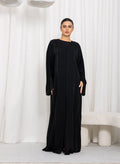 Nikias Black Nida Pipping Work Abaya