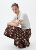 MANGO Flared Linen Skirt With Polka Dots