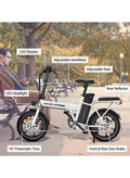 Wind Horse Folding Electric Bike with 350W High Speed Motor, 36V 8AH Battery, 40 KM/H Speed, 35 KM Range, Dual Disk Brakes, Carbon Alloy Frame and 16 Inches Tires, Portable Electric Bike with Dual Seat