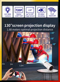 DBLEW 120ANSI Lumens HD Smart Projector Android 11 Portable Mini Cinema 130 Inches Screen Display Lamp 4K Home Movie Theater Gaming Video Presentations 180 Degree Rotating Screen Mobile Phone Projection