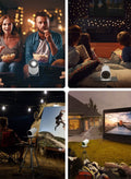 Toshionics Mini Projector 4K 1080P Support Portable Projector WiFi6 BT 5.0 Android 12 Smart Projector Auto Horizontal Correction 180°Rotatable Outdoor Movie Projector Compatible with Phone