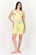 Adidas Women Graphic Print One Piece Swimsuit, Yellow