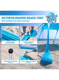Outdoor.Market Pop-Up Beach Tent Canopy –UPF50+ Lycra Sun Shade, Windproof Outdoor Shelter with 4 Stability Poles, Sand Anchors & Carry Bag –Portable for Beach, Camping, Fishing, Backyard (Blue)