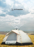 GREEN LION GT-3 Camping Tent / 3-4 People Capacity / 210D Oxford Floor / Polyester Silver Coating Fly / UV Protection / Lightweight / Waterproof / Ventilated Mesh / Windproof Rope - Beige