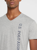 U.S. Polo Assn. Logo V Neck T-Shirt Grey