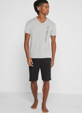 U.S. Polo Assn. Logo V Neck T-Shirt Grey