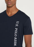 U.S. Polo Assn. Logo V Neck T-Shirt Navy