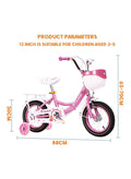 Cool Baby COOLBABY Kids Bike with Hand Brake and Basket for Ages 3-8 Years, 12 Inch Princess Bikes Bicycles With backseat, Children Bicycle. (Pink) 74 x 20 x 42cm