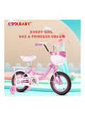 Cool Baby COOLBABY Kids Bike with Hand Brake and Basket for Ages 3-8 Years, 12 Inch Princess Bikes Bicycles With backseat, Children Bicycle. (Pink) 74 x 20 x 42cm