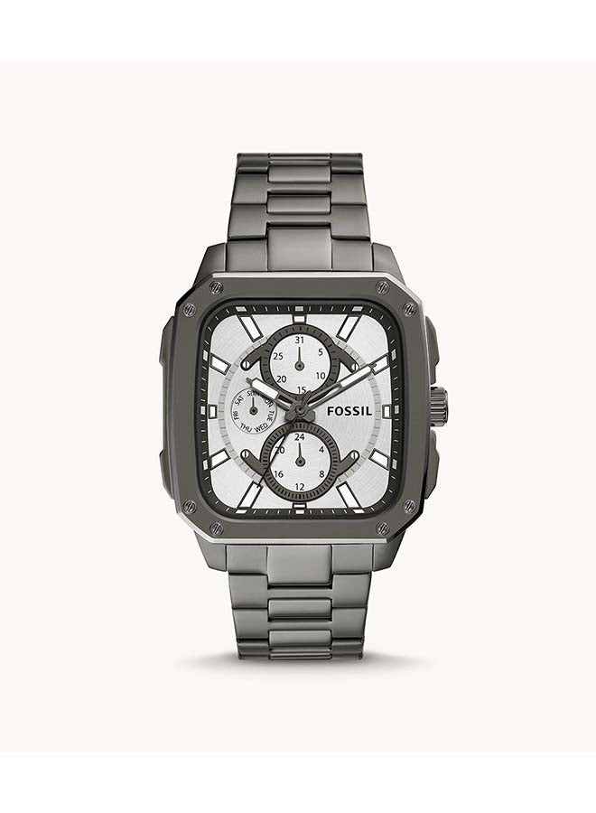 FOSSIL Men's Inscription Rectangle Shape Stainless Steel Chronograph Wrist Watch BQ2657 - 42mm - Grey