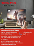 TORNADO 55 Inch 4K ULTRA HD Smart TV, Google TV with Hands Free Voice Control, Built-in Receiver, Dolby Vision Atmos, HDR 10+, Game Mode, Wide Colour Gamut, DTS HD, Google TV Android 55UA3400G Black
