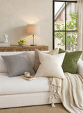 Pack of 2 Decorative Chenille Throw Pillow Covers with Twill Cushion Covers for Sofa Living Room Couch Bed 45x45 CM Moss Green