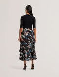 Ted Baker Printed High Waist Ruffled Skirt
