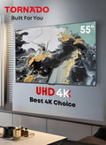 TORNADO 55 Inch 4K ULTRA HD Smart TV, Google TV with Hands Free Voice Control, Built-in Receiver, Dolby Vision Atmos, HDR 10+, Game Mode, Wide Colour Gamut, DTS HD, Google TV Android 55UA3400G Black
