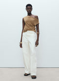 MANGO Draped Neck Lyocell Top